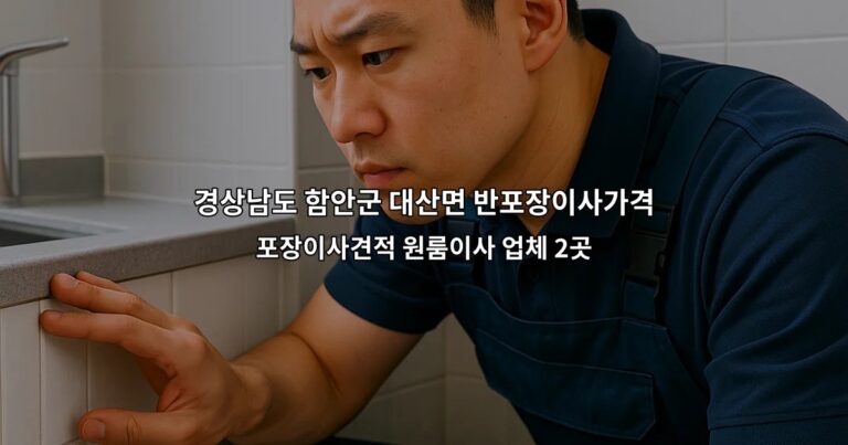 경상남도 함안군 대산면 반포장이사가격 포장이사견적 원룸이사 업체 2곳