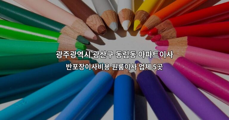 광주광역시 광산구 동림동 아파트이사 반포장이사비용 원룸이사 업체 5곳